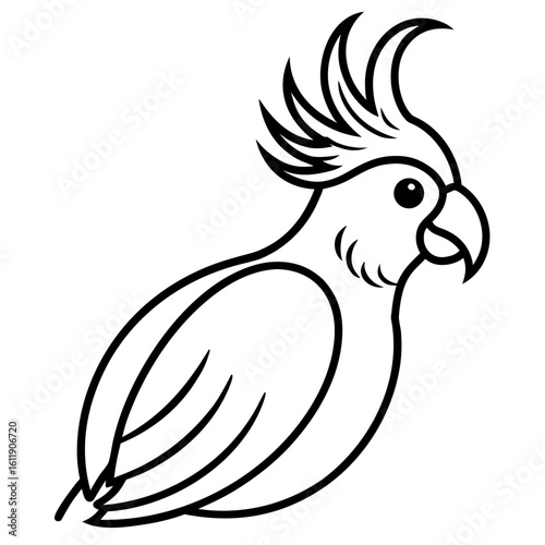 Stylized cockatoo bird silhouette isolated on white background