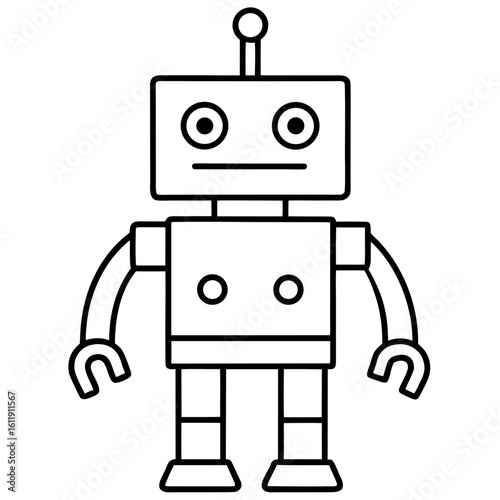 Simple robot illustration silhouette isolated on white background