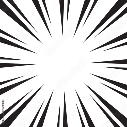Manga comic explosion, motion or movement effect, vector background. Manga anime cartoon radial speed lines and abstract pattern for comic book burst, flash ray or explode bang action