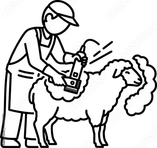 Shepherd Shearing Sheep Icon