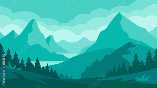 Artistic illustration of a tranquil natural landscape for calming visuals