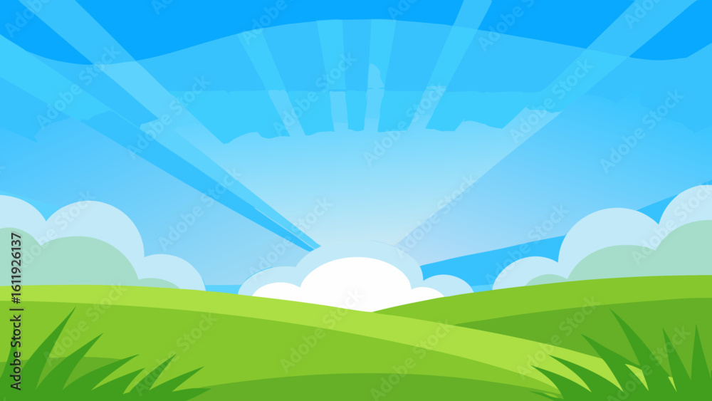 Fototapeta premium summer landscape with green grass and sky