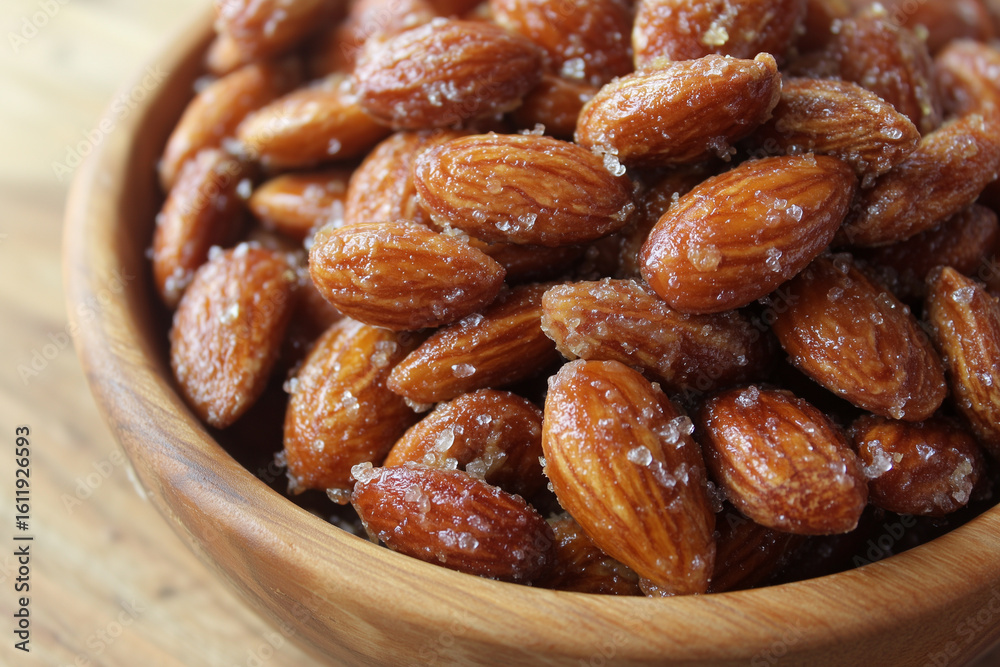 Caramelized almonds. Caramelized nuts. Sweet snack Caramelized almonds. Caramelized nuts. Sweet snack