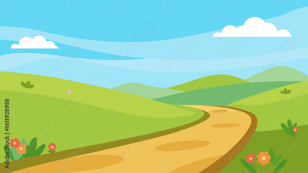 Fototapeta premium summer landscape with green grass and blue sky