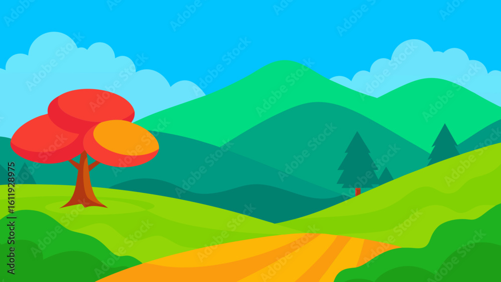 Fototapeta premium landscape with mountains and trees