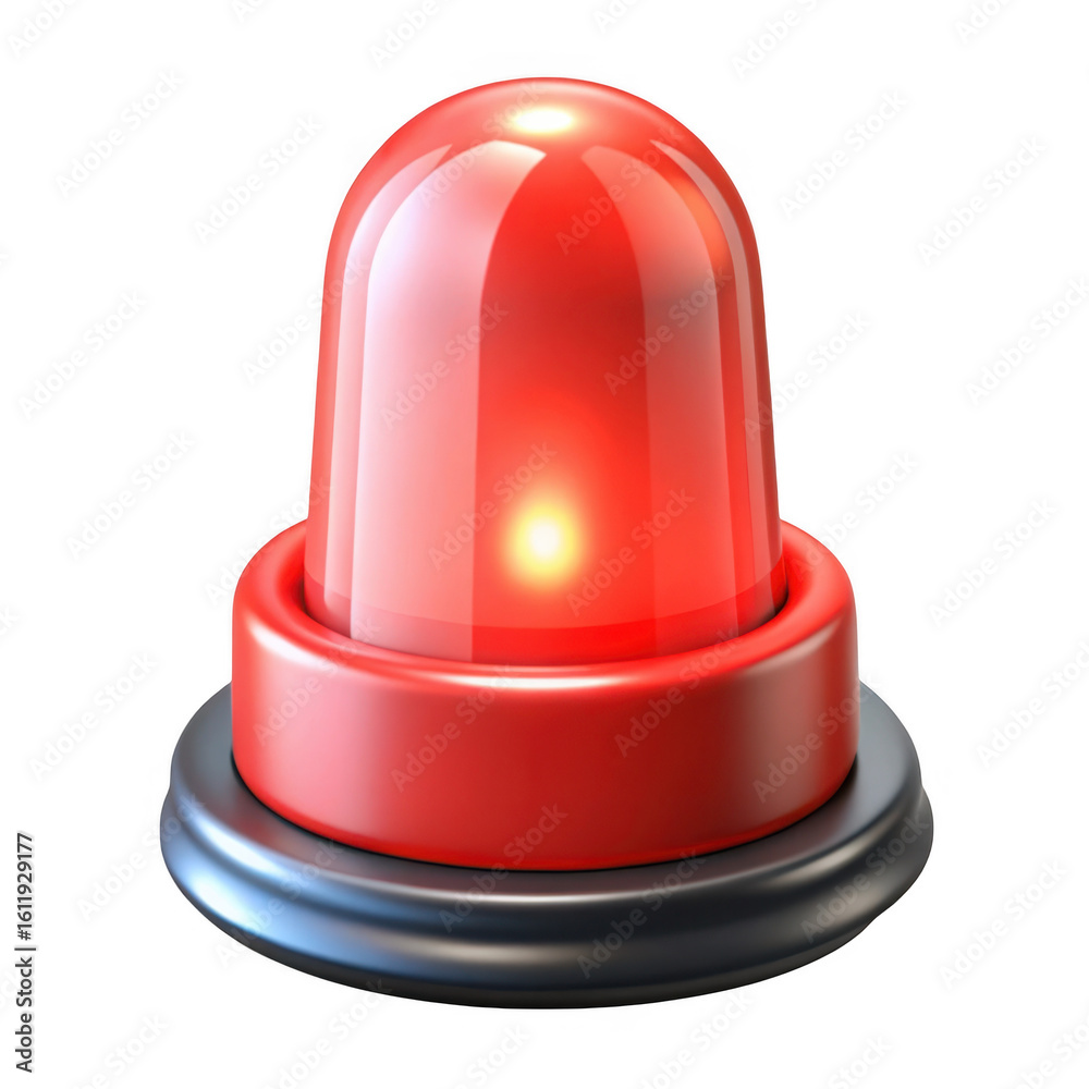Fototapeta premium 3d red warning light isolated on transparent background