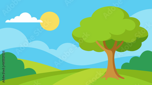 landscape with trees and clouds