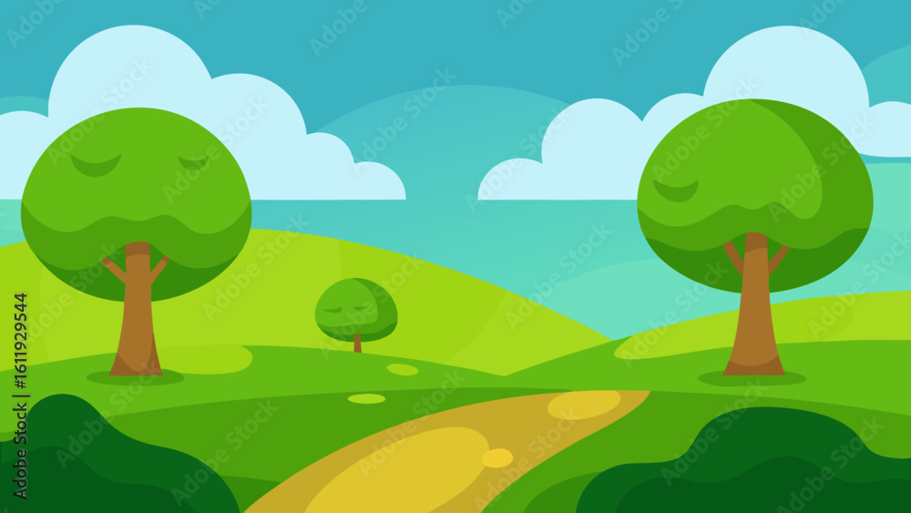 Obraz premium landscape with trees and clouds