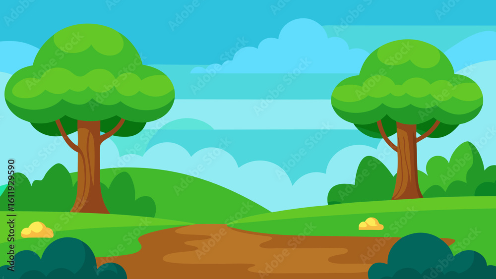 Obraz premium landscape with trees and clouds