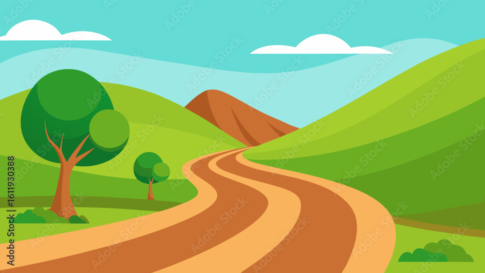 Fototapeta premium landscape with road and trees