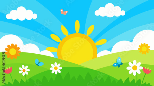 easter background with eggs and flowers