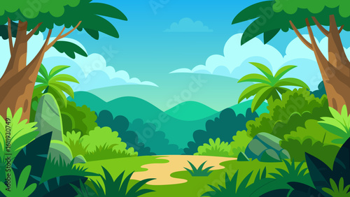tropical landscape with palm trees vector illustration