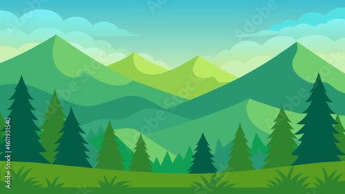 landscape with mountains and trees