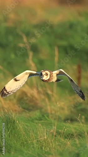 close up of an owl flying