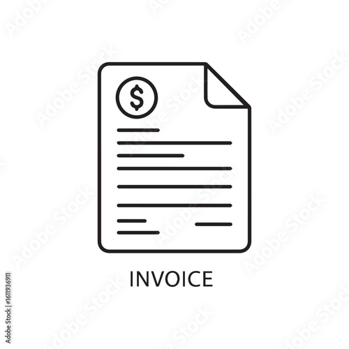 Invoice Document Icon Representing Financial Transactions A Simple Black and White Line Drawing Illustrating Billing and Payment