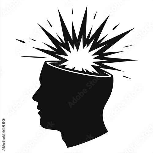 Mind Explosion Vector: Creativity, Ideas & Mental Breakthrough Silhouette