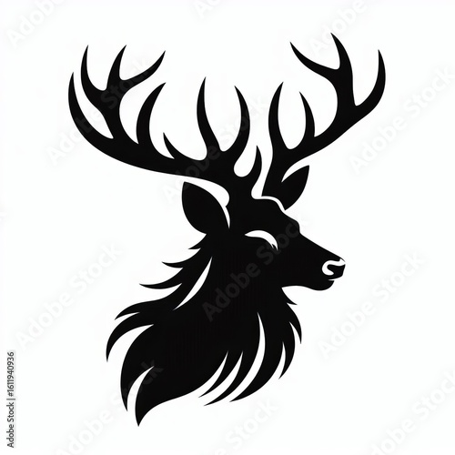 Majestic stag head silhouette with antlers