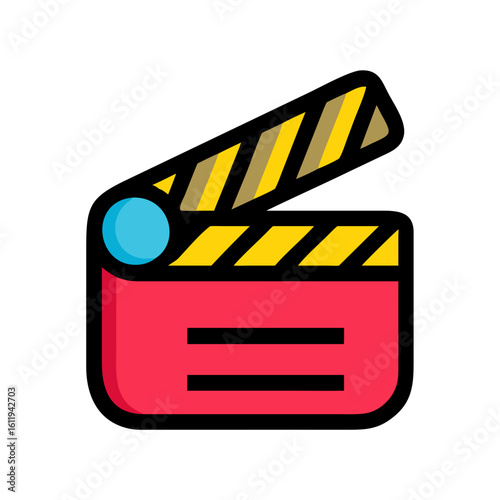 Movie Clapper Colored Icon for Film, Cinema, and Video Production Concepts

