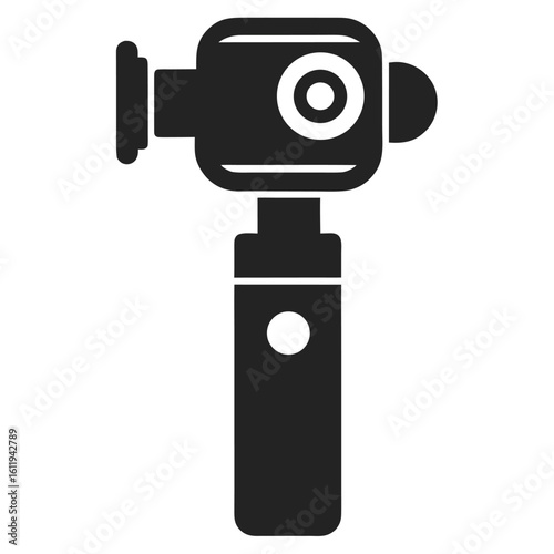 Black camera gimbal stabilizer with circular lens technology