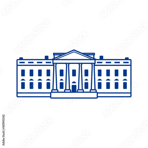 Elegant illustration of the White House, a symbol of American government and democratic ideals, perfect for various design needs.
