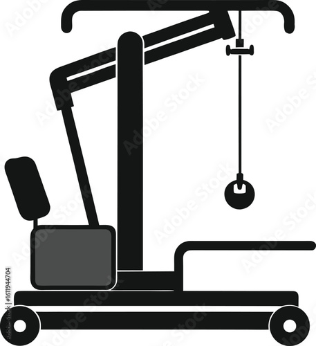 Black lifting machine with hook and seat mechanical industrial