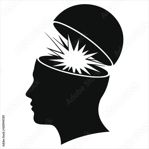 Exploding Idea: Open Mind Insight Vector Silhouette