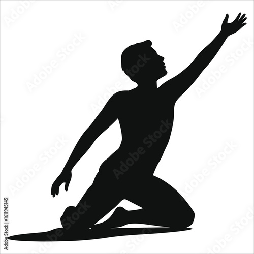 Reaching Up: Man Kneeling & Aspiring Silhouette