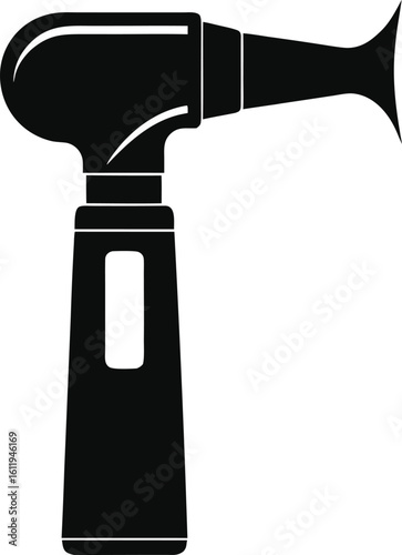 Black otoscope medical device with handle and funnel instrument healthcare