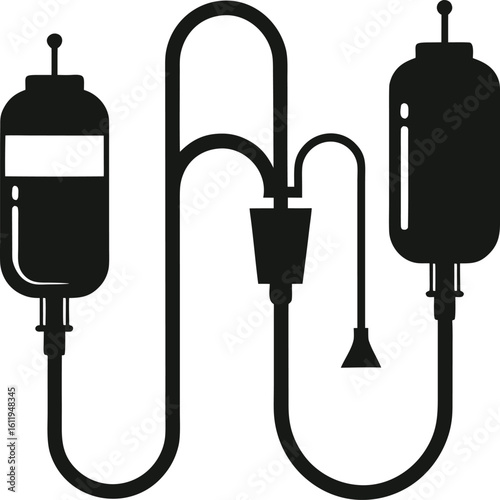 Medical infusion equipment black silhouette intravenous drip