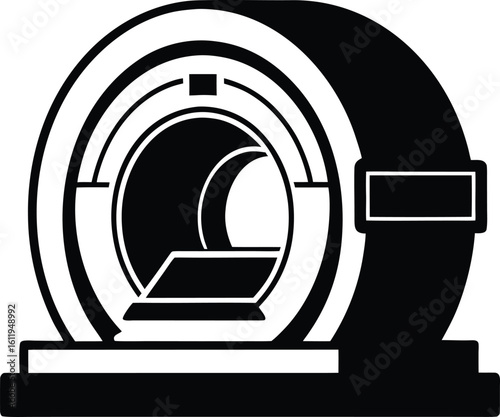Medical scanner machine with circular opening and examination table MRI machine CT scanner