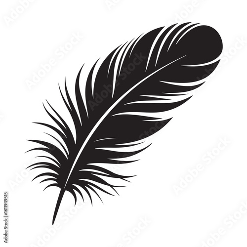 Feather icon vector illustration,Isolated black feather vector illustration,feather silhouette,Collection of elegant black feather silhouettes