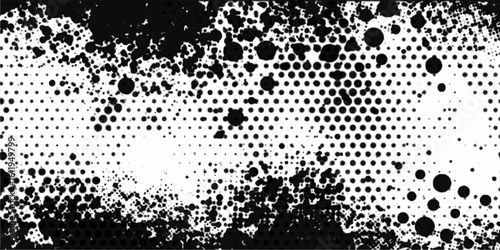 Vector modern paintbrush grunge with halftone dots pattern texture style black grunge 