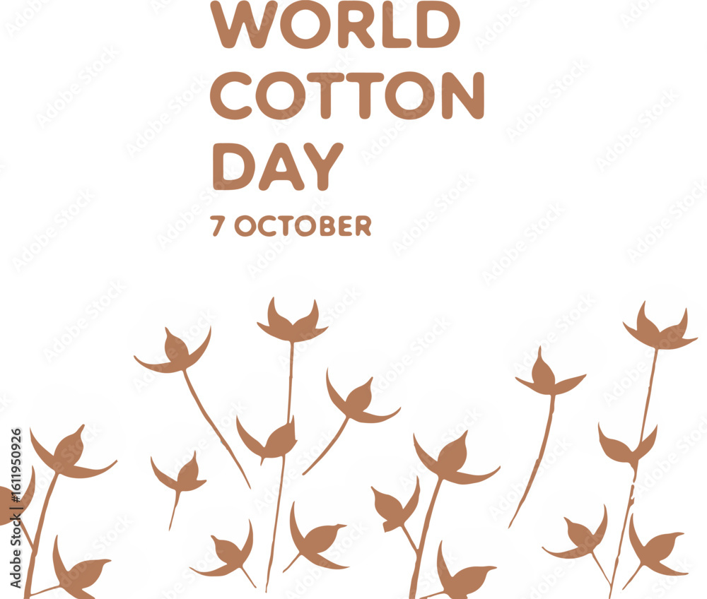 Obraz premium Commemorating World Cotton Day An Artistic Rendition Showcasing the Delicate Beauty and Significance of Cotton Plants and the 7 October Date