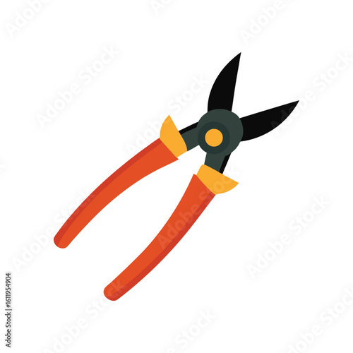 Orange Handled Gardening Shears Cutting Tool Icon on white background