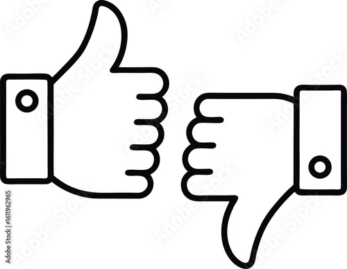 Thumbs up and thumbs down symbols for approval and disapproval