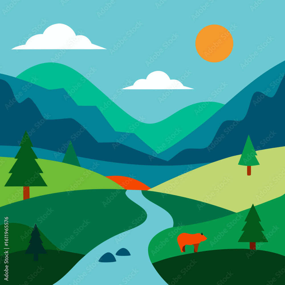 Obraz premium landscape with mountains and clouds