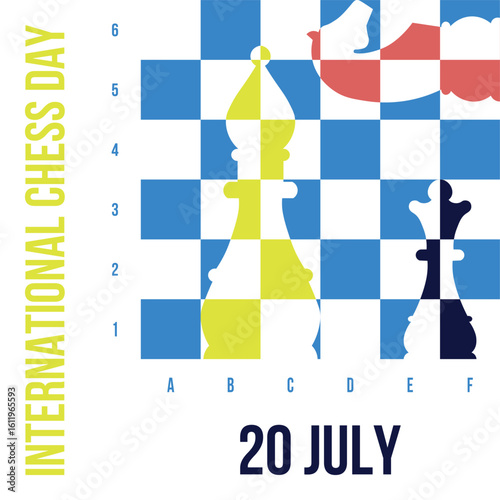 International Chess Day. July 20th. The chessboard. Vector illustration for printing, banners.