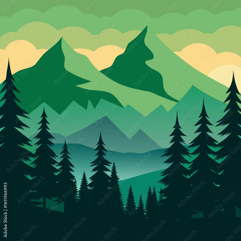 Fototapeta premium vector illustration of forest landscape