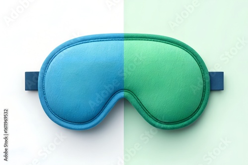 Blue and green sleep mask on split background eye mask