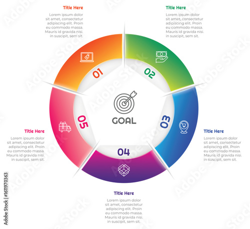 5 Options or Steps Infographic Element for presentations, reports, and web