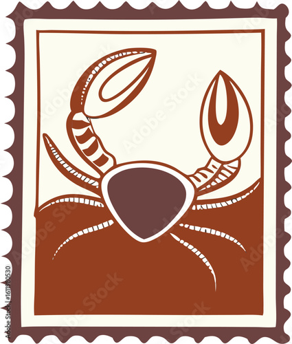 Crab Zodiac Sign Postage Vector Design