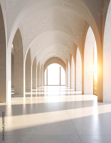 Archway hall  bright sunlight