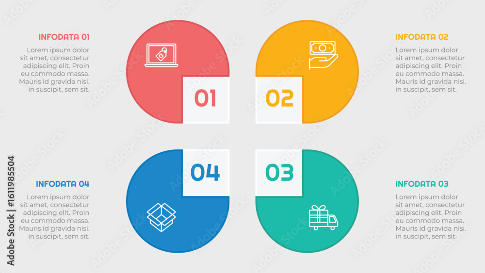 Fototapeta premium 4 Options or Steps Infographic Element for presentations, reports, and web