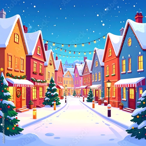 Snowy Christmas town at night (1)