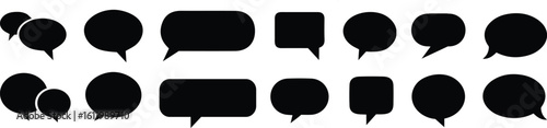 Silhouette speech bubble vector set. Speech bubbles. communication concept, Speak bubble, simple flat design. text box and message icon collection on a white background. vector illustration.