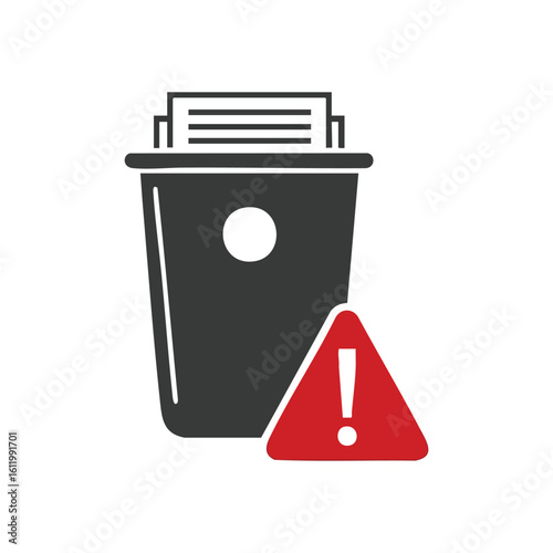 Data Security Warning Symbol. This emblem signifies an urgent alert regarding information protection or the secure disposal of sensitive records, highlighting a critical system issue.