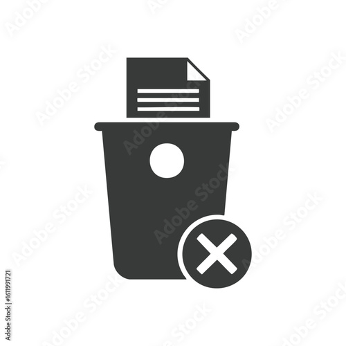 Digital Data Deletion Icon. A graphic illustrating the disposal of electronic information, signifying content removal and efficient system management.