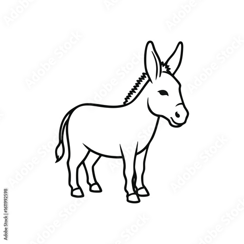 Stylized Donkey Silhouette. Minimalist burro design on dark backdrop. Symbolizes perseverance, endurance, and rural life in a versatile illustration.