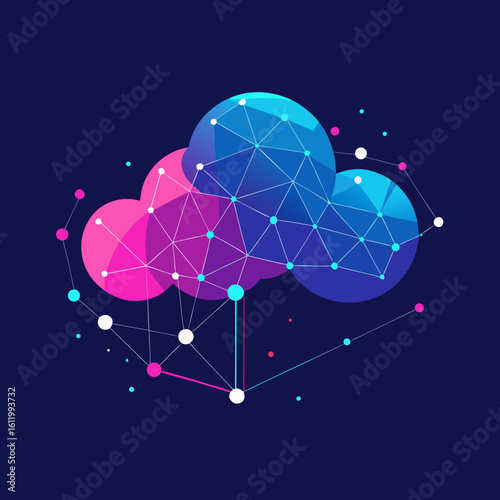 Futuristic data cloud network with vibrant colors technology