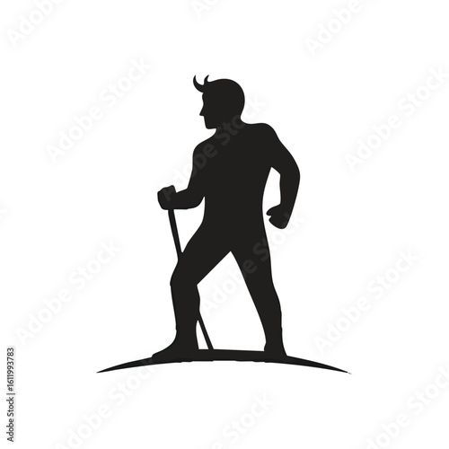 Fotografie Powerful Horned Male Silhouette Icon